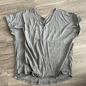 V-Neck T-shirt sleeves are cuffed